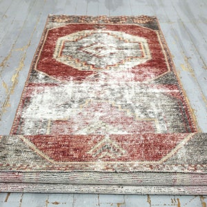 70x280, Roter Distressed Türkischer Oushak Läufer, Antiker Läufer, Wolle, Handgemacht, Läufer, Türkischer Teppich, Flur Läufer, Wohndekor, Verblasst