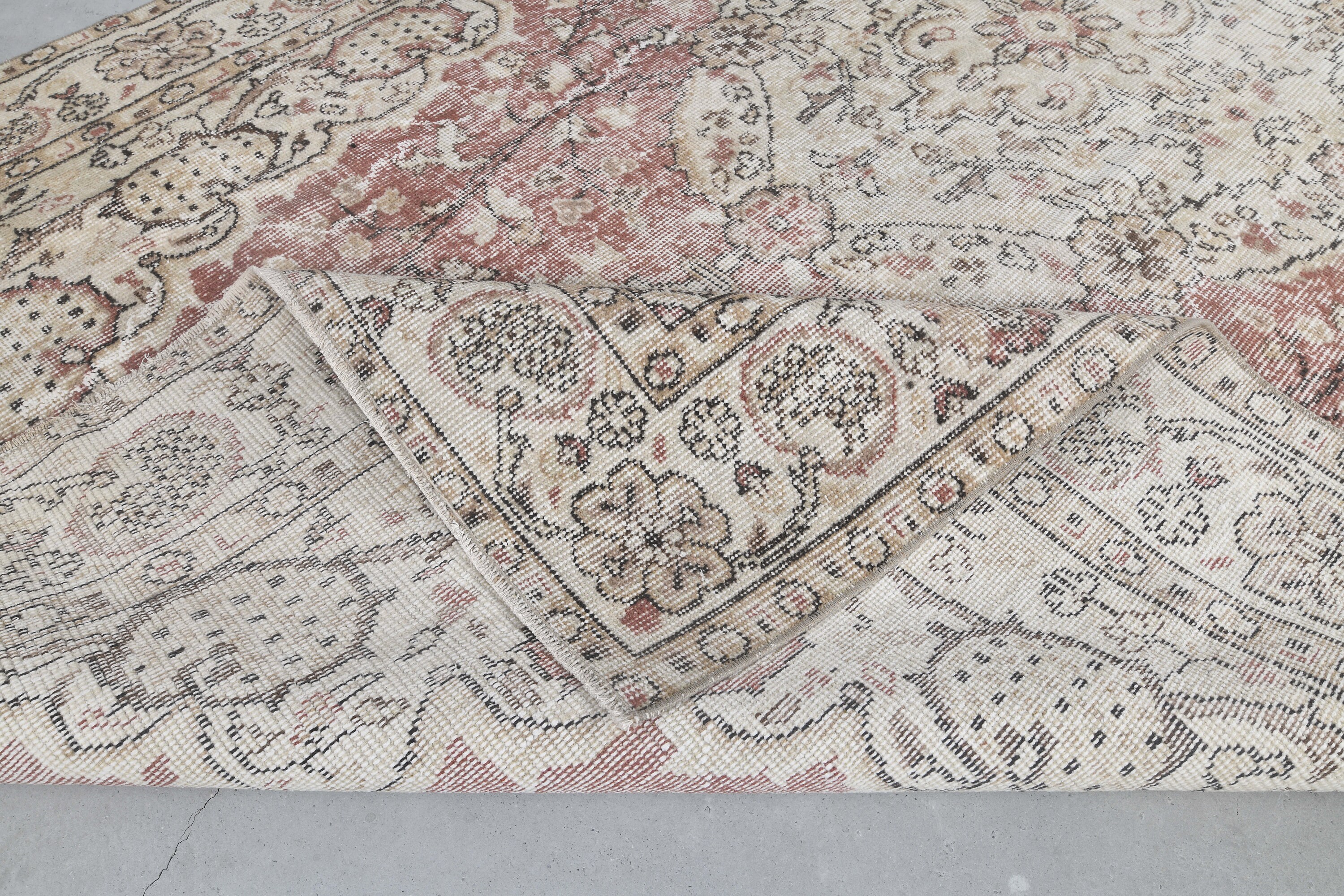 6x9.9 ヴィンテージ トルコ製ラグ、ナチュラルベージュ アンティーク調