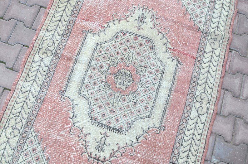 4x7 TURKISH Rug Faded Pink Vintage Oushak Wool Area Rug Home Etsy