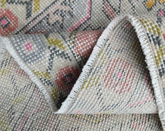 7'5x10'9 ft, AESTHETIC RUG, Pink Beige Rug, Floral Colorful Area Rug, Oushak Medallion Vintage Rug, Wool Turkish Handmade Wool Rug, Star Rug