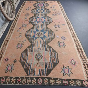5.6x13.3 TURKISH RUG KILIM Faded Orange Beige Vintage Area Rug, Flatweave Living room Turkey Rug, Rugs, Oushak Wool Rug, Handmade, Rare Rugs