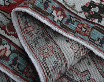 9.8x12.6 ft, VINTAGE PERSIAN RUG, Red Beige Decor Rug, Minimalist Rug, Oushak Rug, Handmade Area Rug, Oversized Rug, Home Decor, Wool Rug