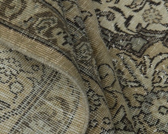 9.5x12.4 ft, TURKISH VINTAGE Area Rug, Faded Orange Brown Rug, Large Floral Carpet, Hand-knotted, Wool Handmade, Fall Decor Rug, Farmhouse