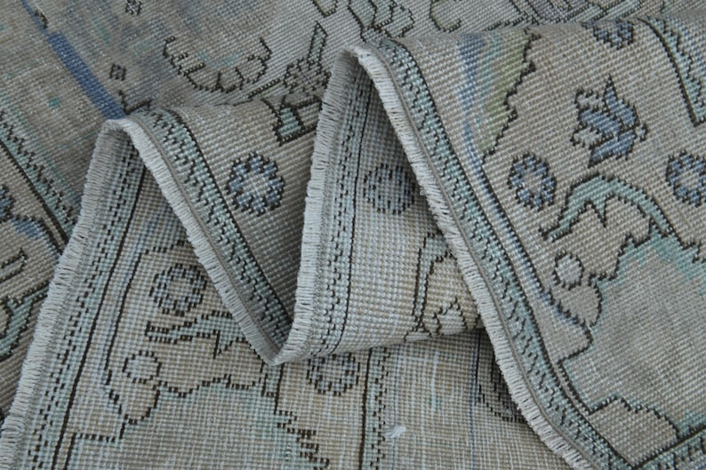 8x10.3 ft, EARTH TONE RUG, Luxury Rug Wool Vintage Rug, Oushak Traditional Oriental Rugs, Natural Distressed 8x10, Brown Beige Rug, Floral image 1