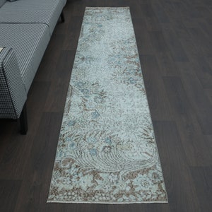 2x10 ft, Turkish Runner, HALLWAY RUG RUNNER, Oriental Rug, Vintage Runner, Wool Handmade Oushak Runner, Bohemian Decor, Green Blue Carpet