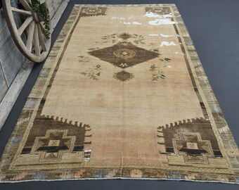 オレンジブラウンの大型ヴィンテージキリムラグ - 7.6 x 15.5 - Etsy 日本