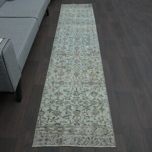 2x10 ft, Turkish Runner, HALLWAY RUG RUNNER, Oriental Rug, Vintage Runner, Wool Handmade Oushak Runner, Bohemian Decor, Green Blue Carpet