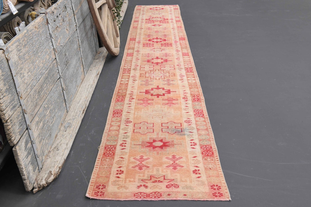 3x15 TURKISH LONG Runner, Beige Hot Pink Ivory OUSHAK Vintage Runner ...