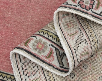 9'5x12'9 ft, SPRING DECOR, Vintage Turkish Rug, Oversized Area Rug, Minimalist Rug, Oushak Rug, Pink, Farmhouse Decor Handmade