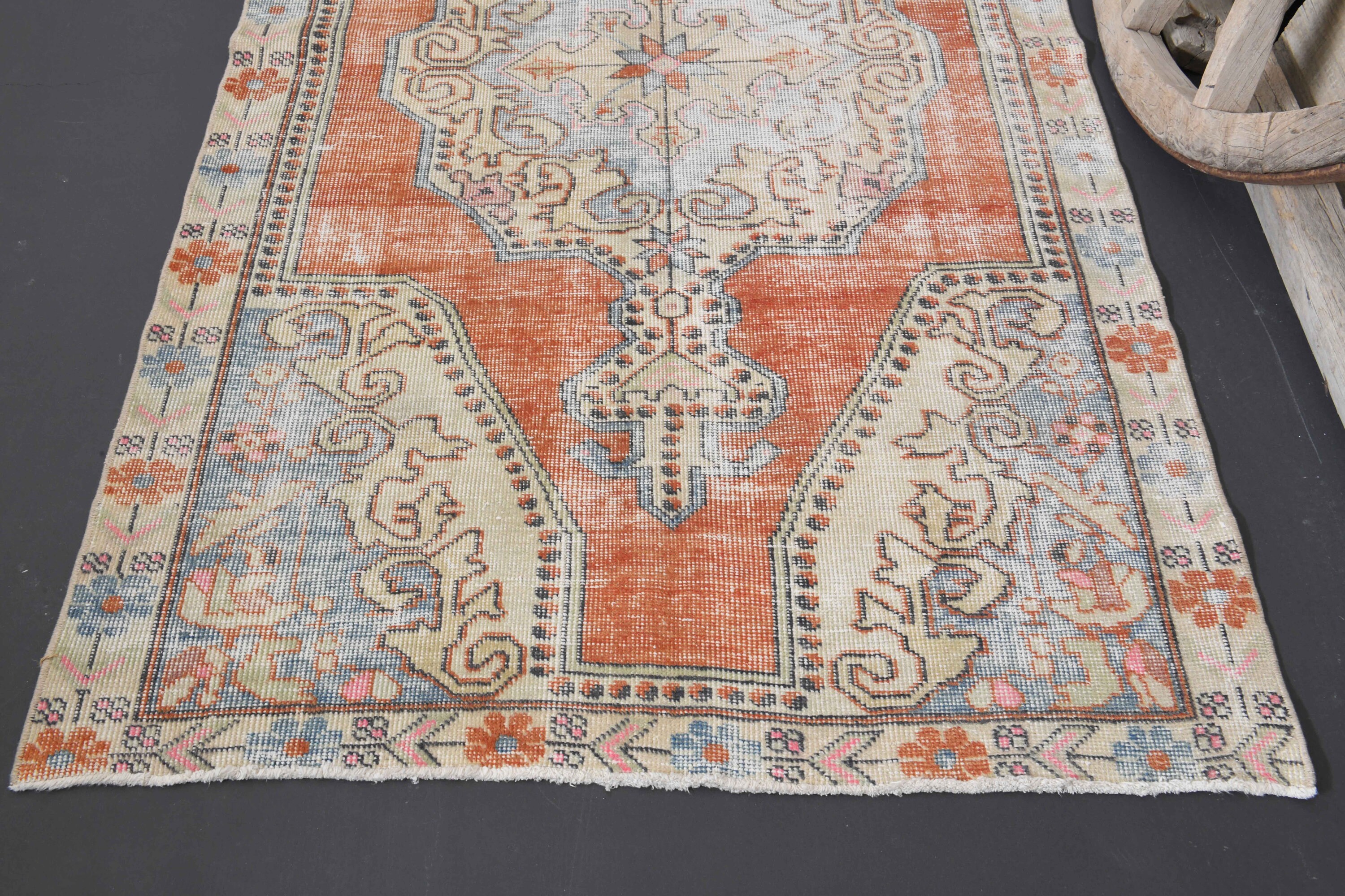 4.1x6.9 TURKISH VINTAGE Area Rug, Orange Home Decor 4.1x6.9 TURKISH VINTAGE Area Rug, Orange Home Decor