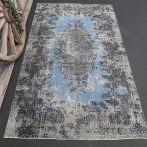 5.2x8.6, TURKISH RUG, VINTAGE Rug, Handmade, Living Room Rug, Oushak, Distressed, Floral, Living Room Rug, Area Rug, Bohemian, Blue Gray Rug