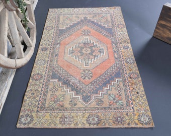 3.4x5.7 Turkish Flatweave Rug, Beige Turkish Area Rug, Vintage Handmade Geometric Kilim Rug, Oushak Rug, Modern, Home Decor, Carpet Rugs