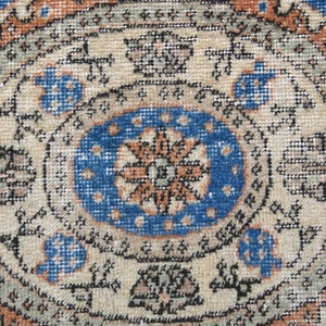 2&#39;6x8&#39;4 TURKISH Runner Rug, Faded Blue Wool Vintage Runner, Handmade Oushak Runner, Turkish Rug, Hallway Runner, Home Decor, Floral rugs