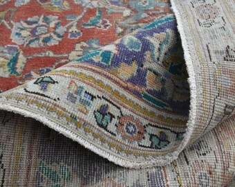 9'1x12'4 ft, ORANGE VINTAGE RUG, Area Rug, Turkish Rug, Excellent Condition Rug, Anatolian Rug, Home Decor, Luxury Rug, Oriental Rug, Star