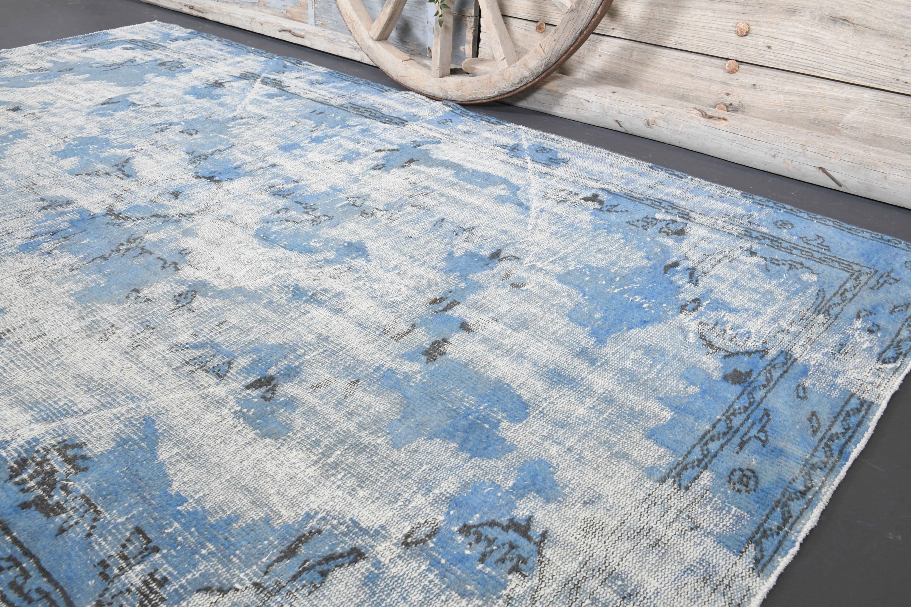6.2x9.9 Blue Turkish Rug Distressed Area Rug Faded Vintage - Etsy