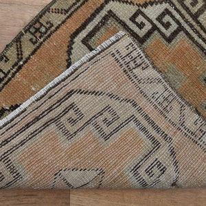 1.7x2.8 ft, SMALL VINTAGE Rug, Area Rug, Oushak Rug, Handwoven, Orange Beige Brown, Distressed Wool Rug, Small Rug, Home Decor, Kitchen Rug