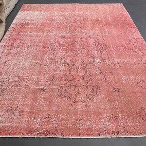 250x280 PINK DISTRESSED Teppich, Türkischer Teppich, Oushak Vintage Teppiche, Teppich für Wohnzimmer, Herap Teppich, Antiker Dekor, sehr guter Zustand
