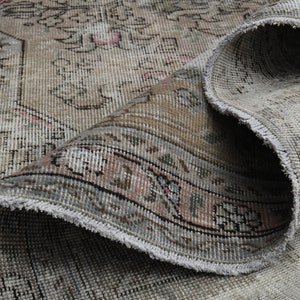 6x12.3 FADED TURKISH RUG, Faded Wool Area Rug, Bohemian Rug, Home Decor, Gray, Brown Persian, Oriental Kitchen Rug, Boho Geometric Area Rug