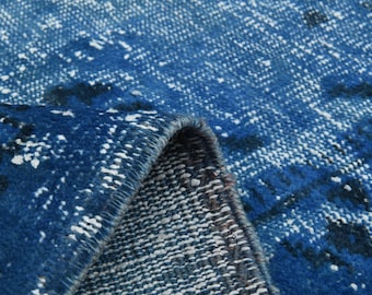 6'2x9'8 BLUE TURKISH VINTAGE rug, Luxury Decor, Oushak Rug, Bohemian Rug, Oriental Rug, Wool Cotton Rug, Home Decor, Boho Rug Minimalist