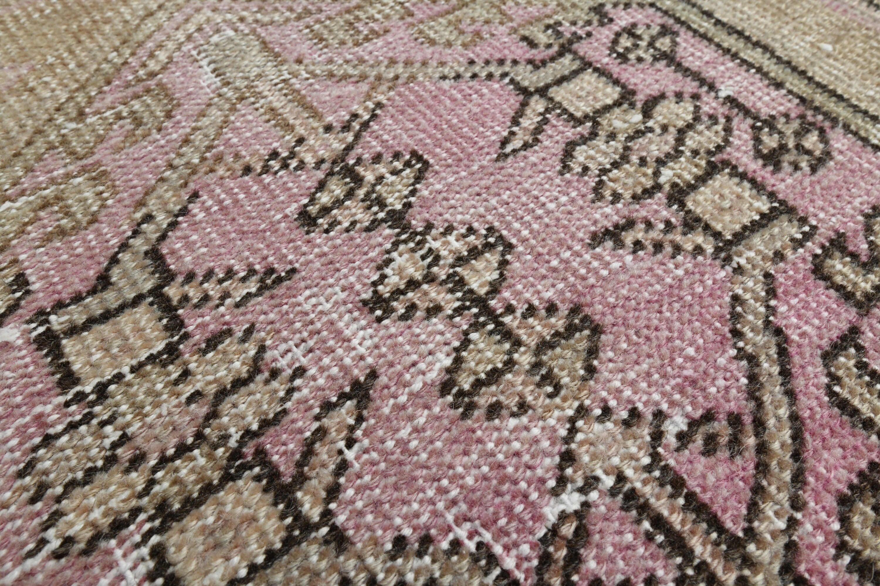 3'1x9'9 アンティークピンクランナーラグ、シャビーな装飾、モダンな