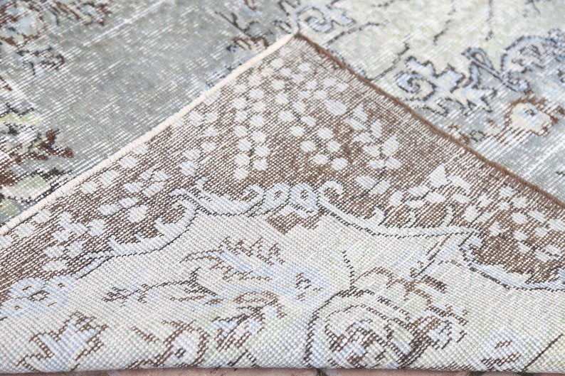 4x6.4 VINTAGE Light Blue Turkish Rug Oushak Rug Oriental Etsy