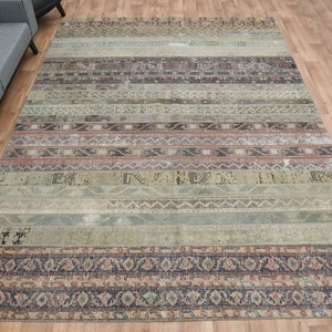 8'4x11'4 ft, Spring Decor, TURKISH PATCHWORK RUG, Live Color, Vintage Wool Rug, Wool Decor Rug, Oversized Large Rug, Minimalist Rug