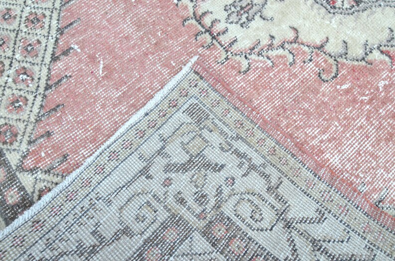 4x7 TURKISH Rug Faded Pink Vintage Oushak Wool Area Rug Home Etsy