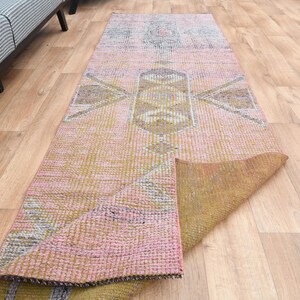2.9x9.4 ft, TURKISH VINTAGE RUNNER, Natural Pink Runner Rug, Handmade Oushak Runner, Modern Runner, Kitchen Runner, Wool Rug, Wool Runner