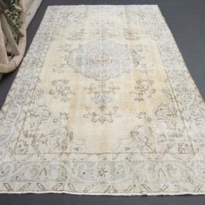 5x9 Turkish Faded Orange Rug, Oriental Vintage Area Rugs, Turkish Rug, Carpet Floral Turkey, Shabby Decor, Turkish Bohemian Home Room Decor