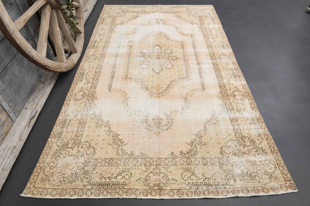 5x8 NEUTRAL VINTAGE TURKISH Rug, Shabby Chic, Vintage Rug, Minimalist