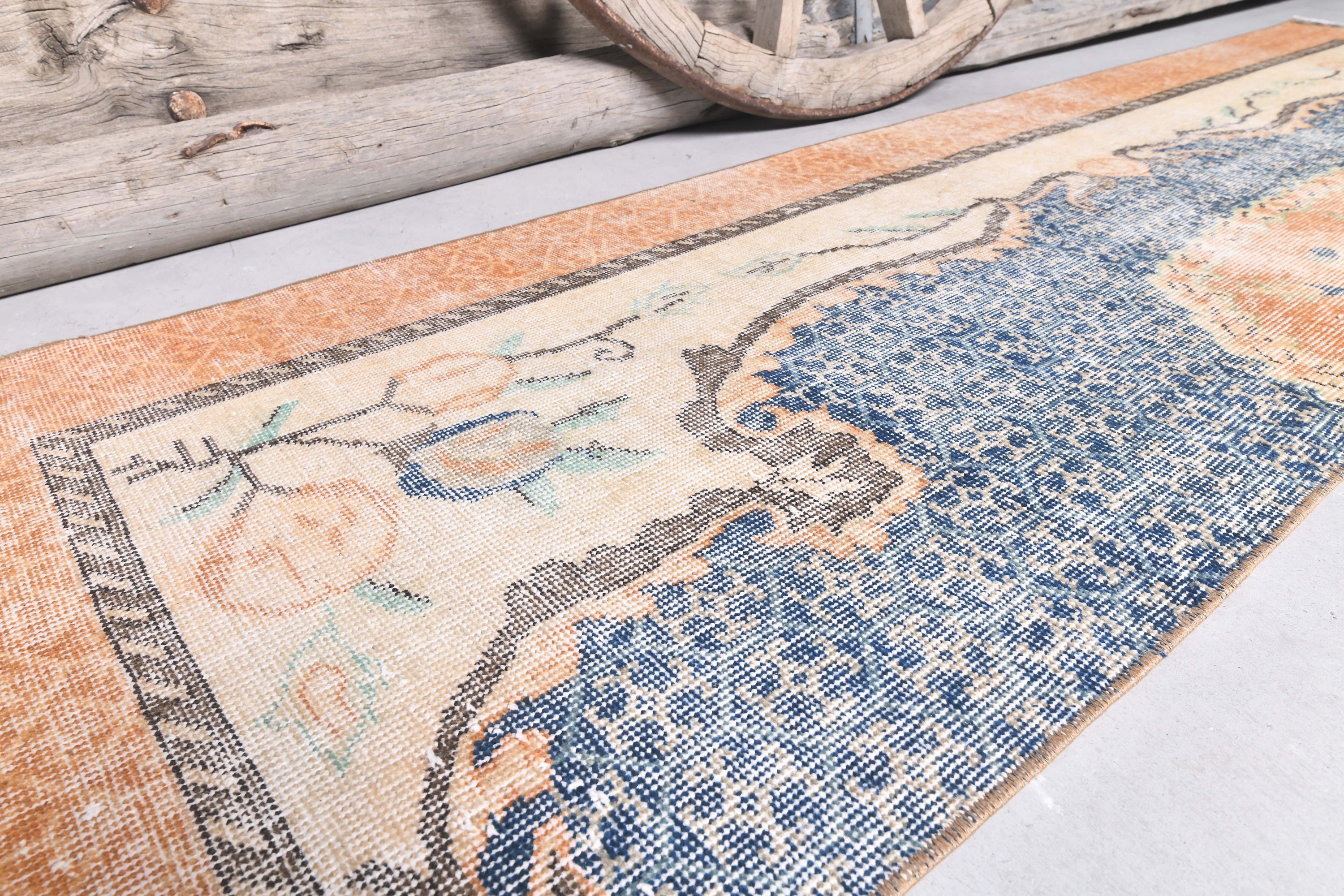 2.4x8.3 ROYAL RUNNER RUG Beige Orange Blue Runner Rugs Etsy