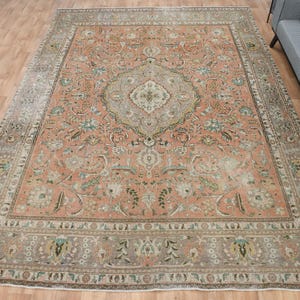9.9x12.6 ft, Turkish Rug, Orange Modern Rug, Vintage Oushak Area Rug, Wool, Living Room Rug, Turkey Rug, Handmade Rug, Oversized Large Rug