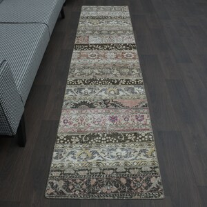 2.2x9.1 ft, TURKISH PATCHWORK RUG, Beige Neutral Runner, Vintage Wool Runner, Oushak Runner, Decor Rug, Stair Runners, Minimalist Runner Rug