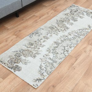 2&#39;3x6&#39;3 ft, FARMHOUSE, BEIGE BROWN, Faded Runner, Turkish Runner, Small Runner Rug, Hallway Oushak Runner, Vintage Decor, Vintage Runner Rug