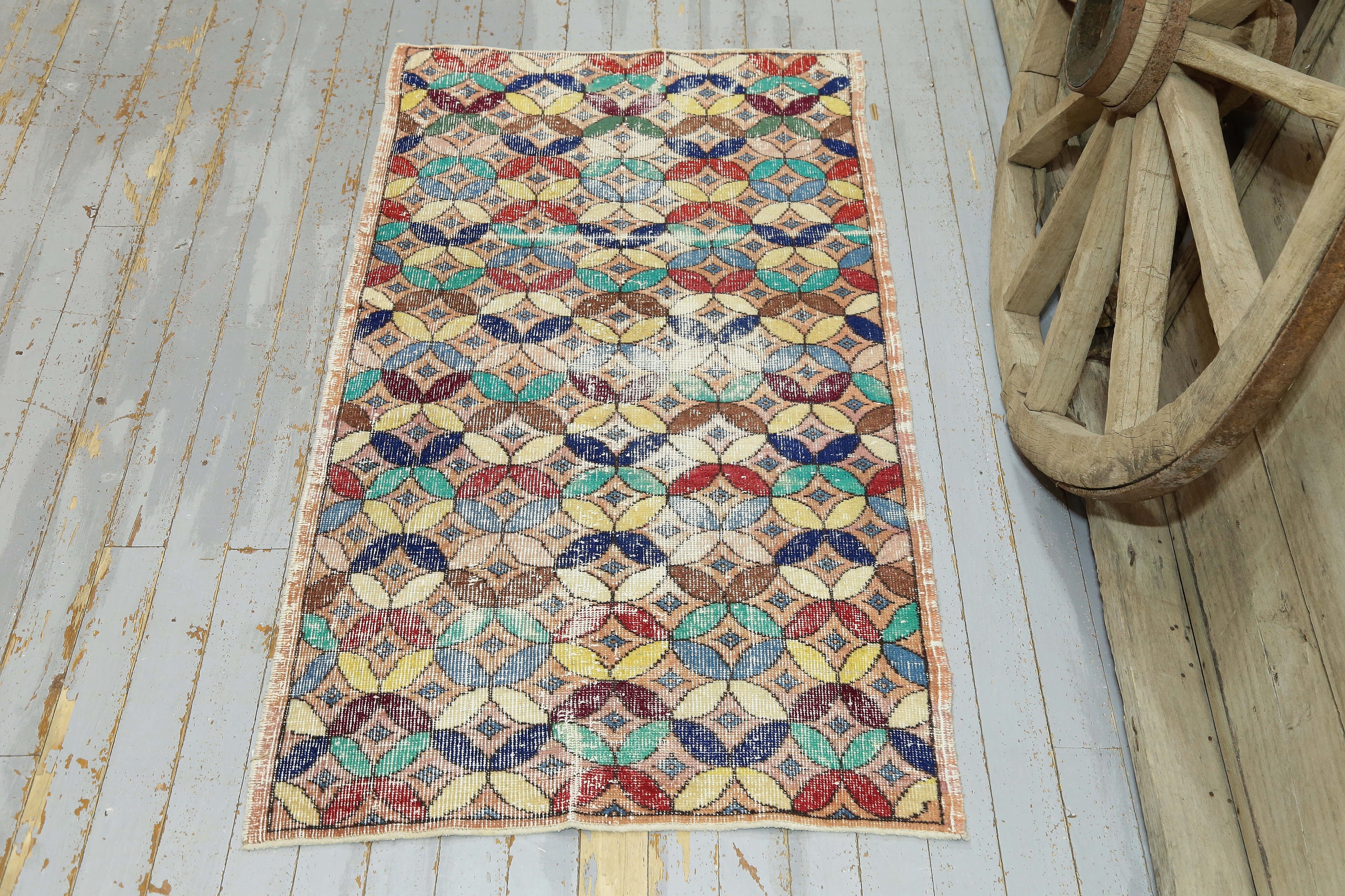 3.2x5.9 LV TURKISH Vintage Rug Distressed Rug Area Rug -  Israel