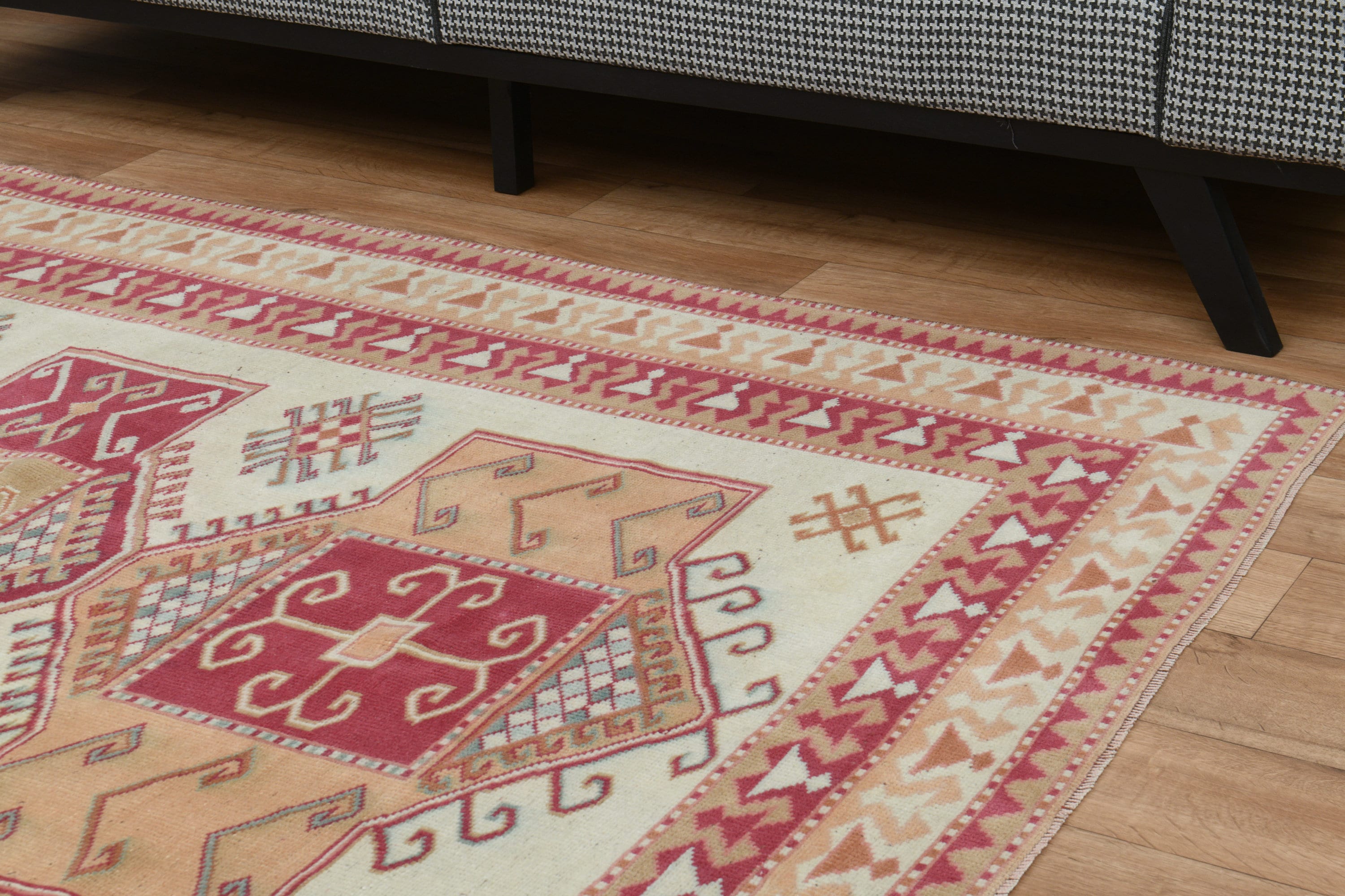 トルコ ヴィンテージラグ 978 ピンクベージュ グリーン ブラウン トルコ ヴィンテージラグ 978 ピンクベージュ グリーン ブラウン