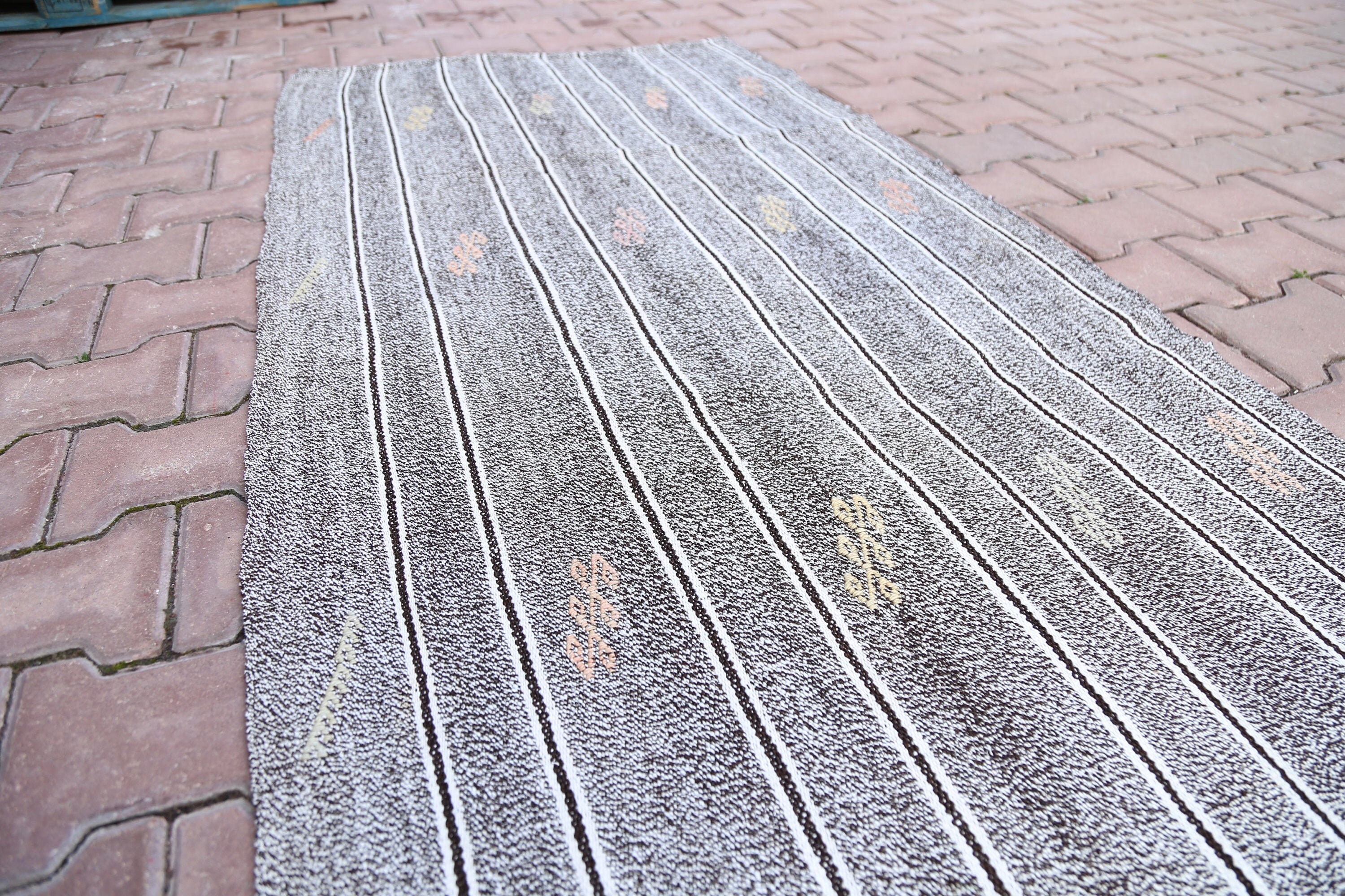 3x8.3 Gray Striped RUNNER Modern Kilim Runners FLATWEAVE Etsy