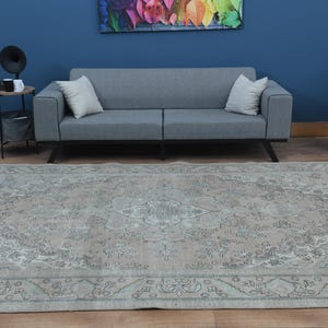 8x10.3 ft, EARTH TONE RUG, Luxury Rug Wool Vintage Rug, Oushak Traditional Oriental Rugs, Natural Distressed 8x10, Brown Beige Rug, Floral image 10