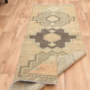 2x6&#39;2 ft, Vintage Runner Rug, Orange Brown Turkish Oushak Rug, Decors, Wool Runner, Hallway Runner Rug, Turkey Small Distressed Runner Rug