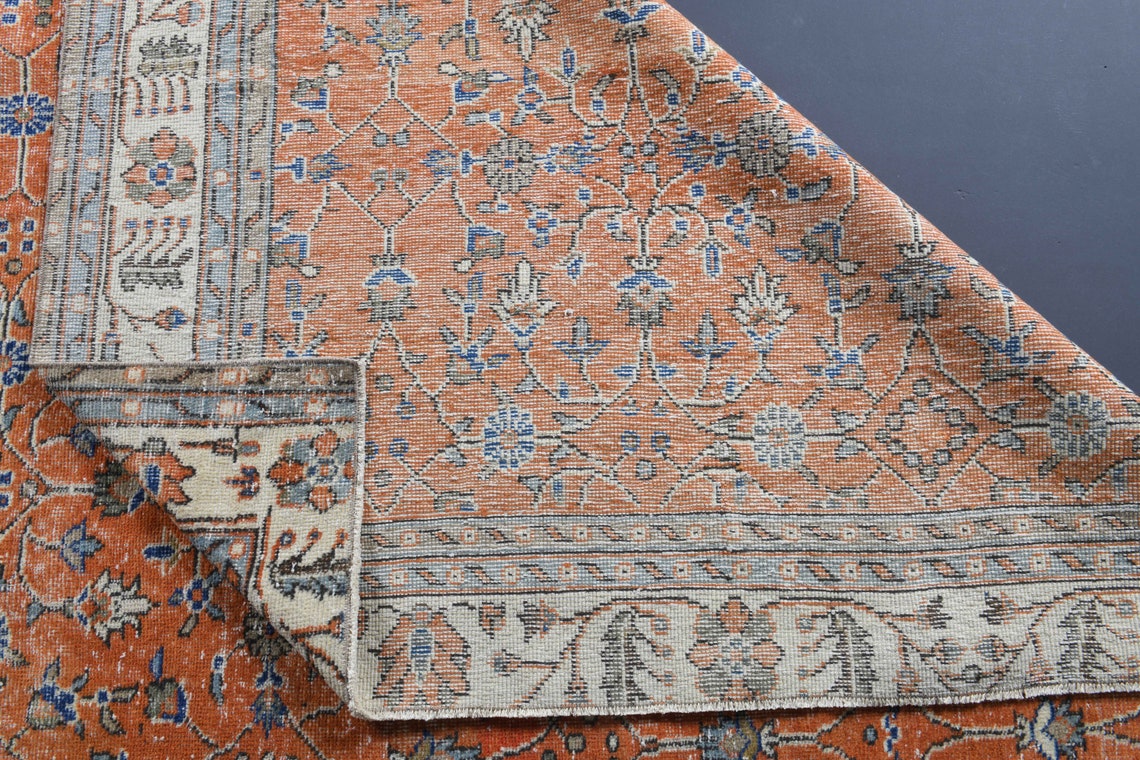 6.7x9.4 Alfombra tradicional de área naranja brunt color azul | Etsy