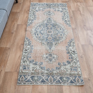 2x10&#39;2 Teppich Läufer, Verblasstes Orange mit Beige Motiven, Waschbarer Teppichläufer, Handgefertigter Teppich, Türkischer Teppich, Oushak Teppich Läufer
