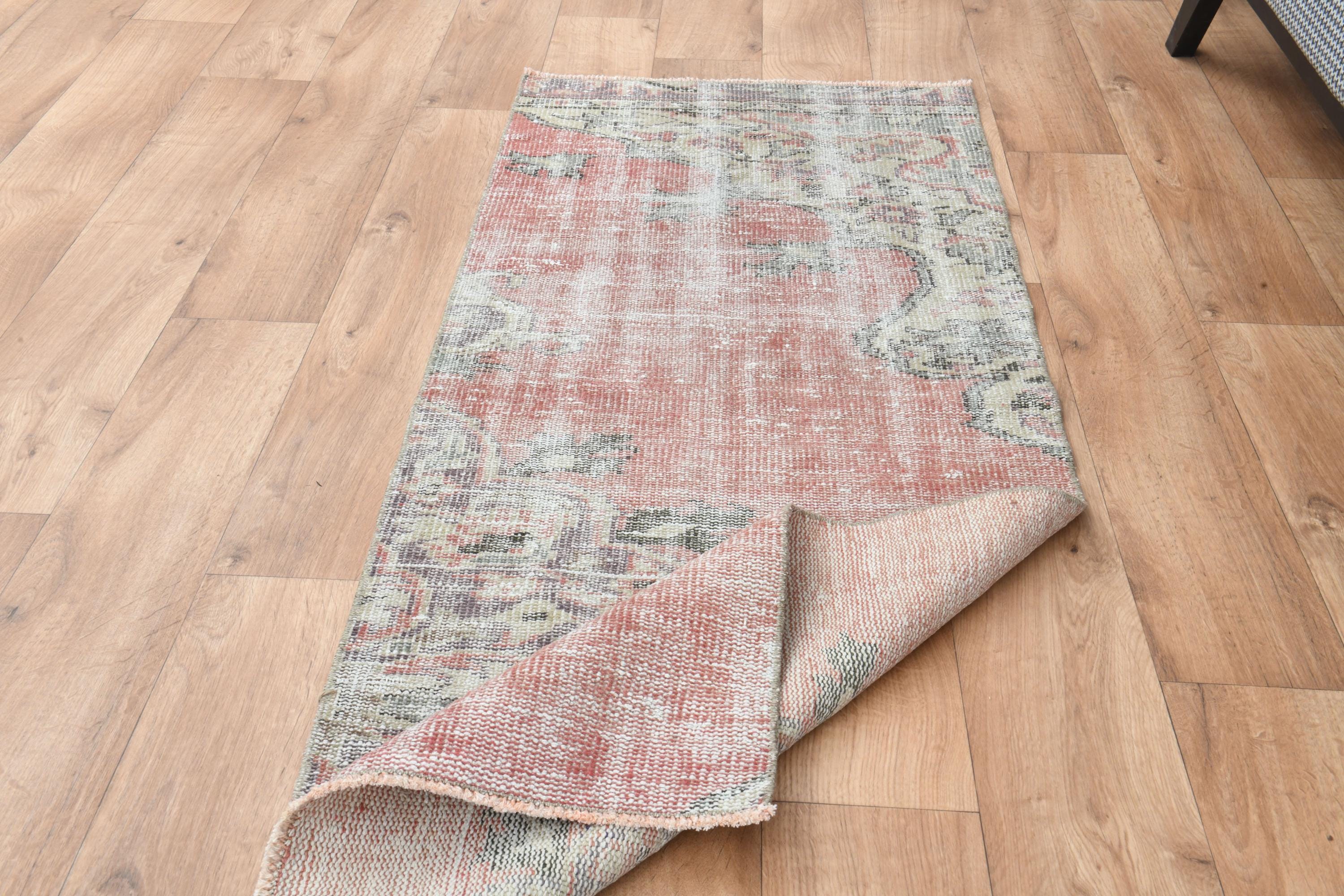 2,2 x 5,5 pi, coureur turc, tapis vintage en effet vieilli, tapis de course losanges roses, tapis moderne, tapis de course géométrique, tapis de cours