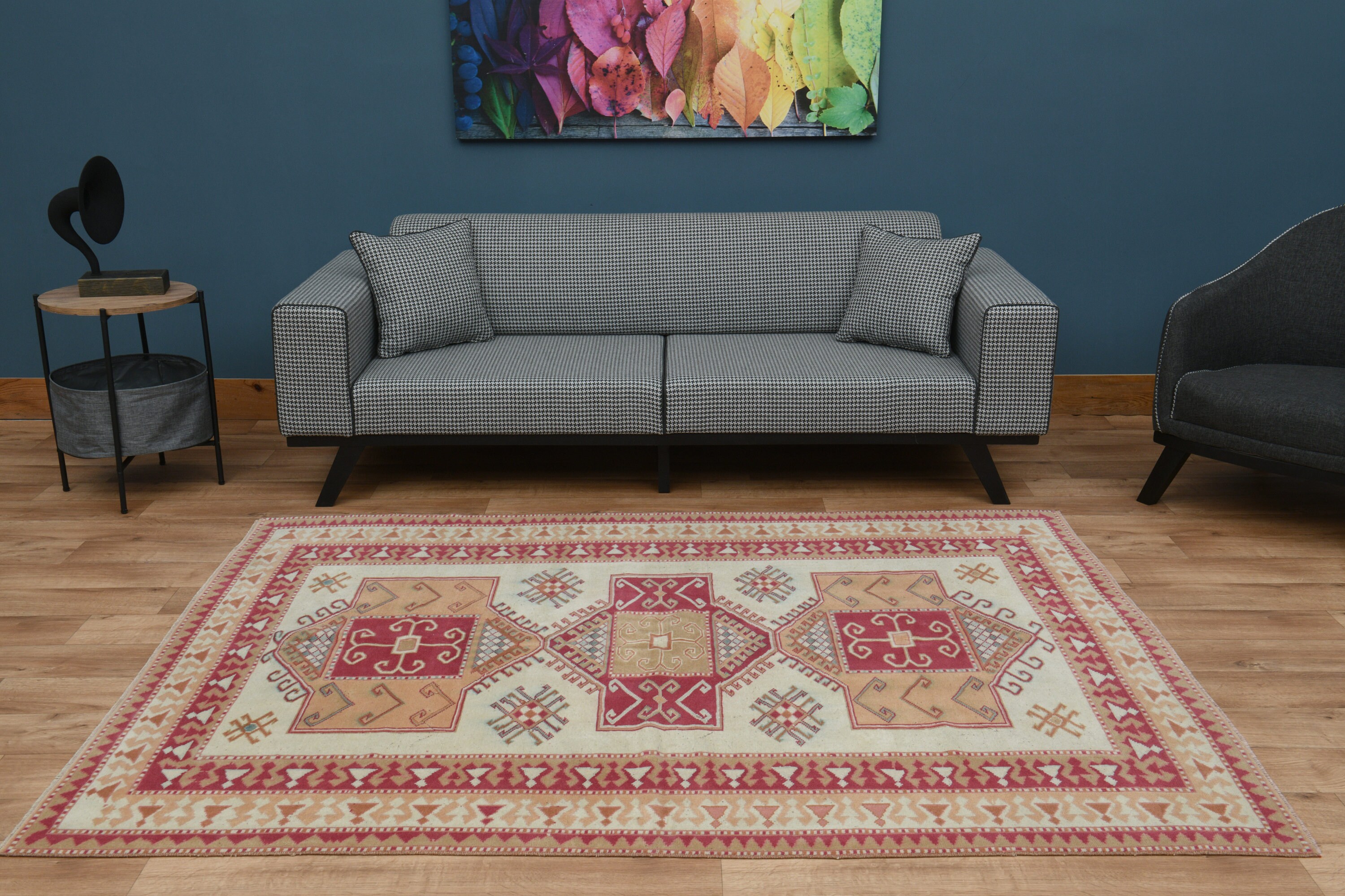 soso　トルコ　ヴィンテージラグ　グリーン　ベージュ　ピンク ヴィンテージラグ専門店 cocon vintage