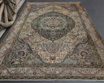 200x300 TÜRKISCHER TEPPICH, Großer Verwitterter Vintage Teppich, Küchenteppich, Oushak Teppich, Boho Teppich, Shabby Dekor