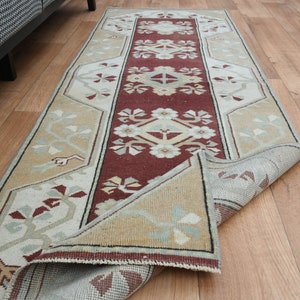 2&#39;3x6&#39;8 ft, LUXURY DECOR, Beige Burgundy Modern Brown Runner, Turkish Rug, Farmhouse, Natural Boho rug, Vintage Decor, Runner, Rare Design