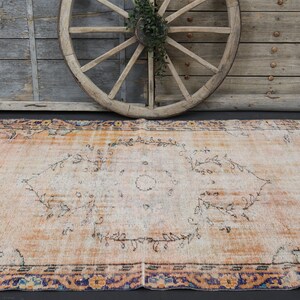 5&#39;1x8&#39;5 Turkish Area Rug, Brunt Orange Rug, Area Rugs, Hand-Knotted Turkish Beige, Purple, Colorful Rug, Pastel Throw Rugs, Farmhouse Decor