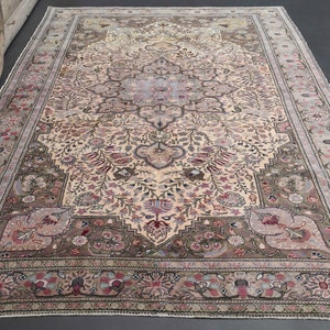 6.2x9.4 TURKISH Area Rug, HIGH QUALITY Faded Pink Vintage Rug, Oushak Rug Turkish, Hand knotted rug, Vintage Area Rug, Etsy rug, Living Room