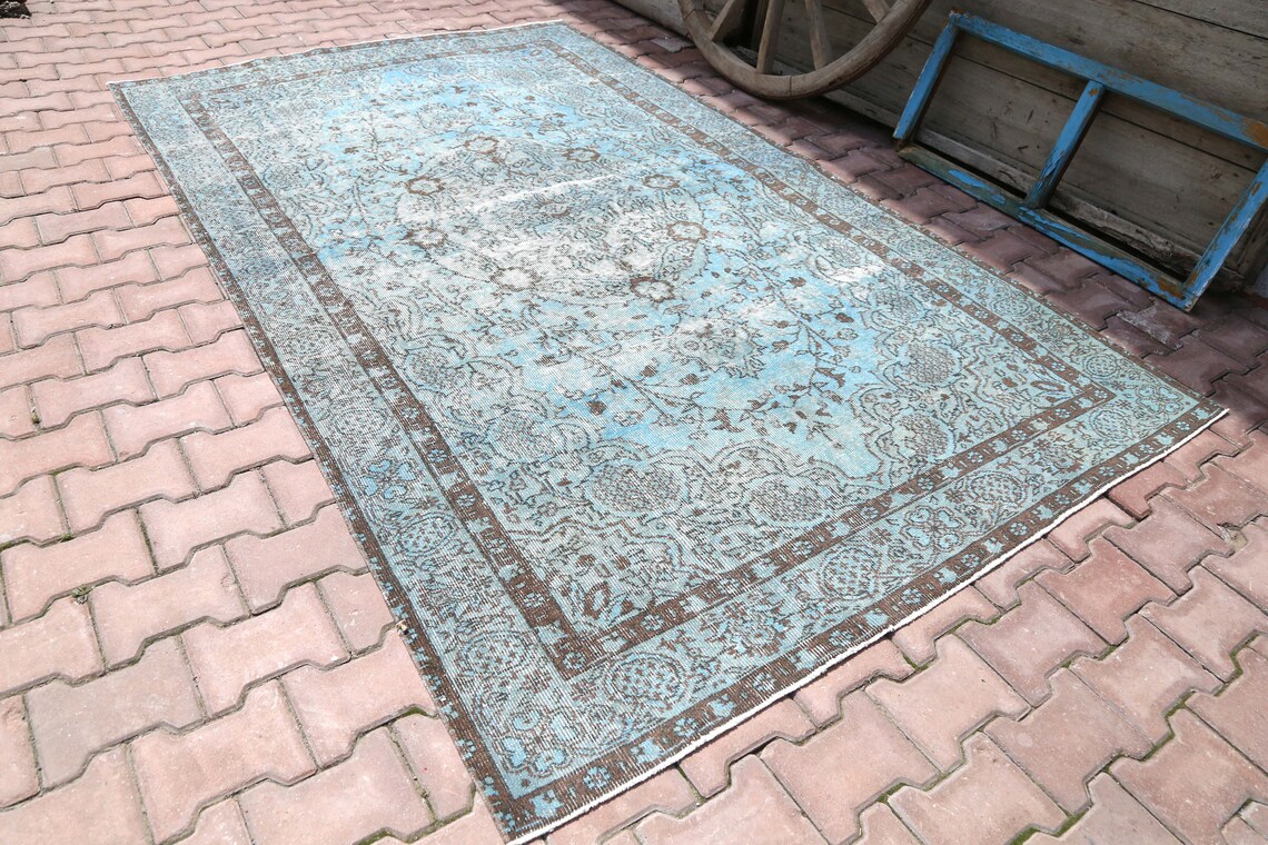 5.6x9.3 Hellblauer Türkischer Teppich Teppiche Verblasste | Etsy