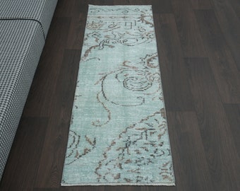 1.8x5 ft, HALLWAY RUG RUNNER, Turkish Runner, Blue Oriental Decor, Vintage Runner, Wool Handmade Oushak Runner, Bohemian Runner, Decor Rug