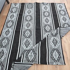 4.8x6.5 ft, FLATWEAVE KILIM RUG, Turkish Vintage Rug, Oushak Handmade Rug, Rug For Living Room, Home Decor, Gray Black Rug, Gray Black Rug